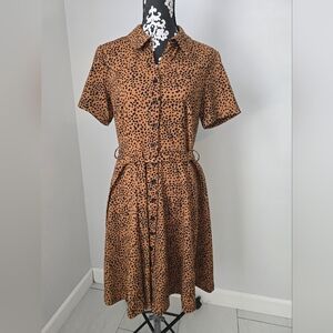 Shelby &Palmer Leopard Print Button-Down Dress Size 10
